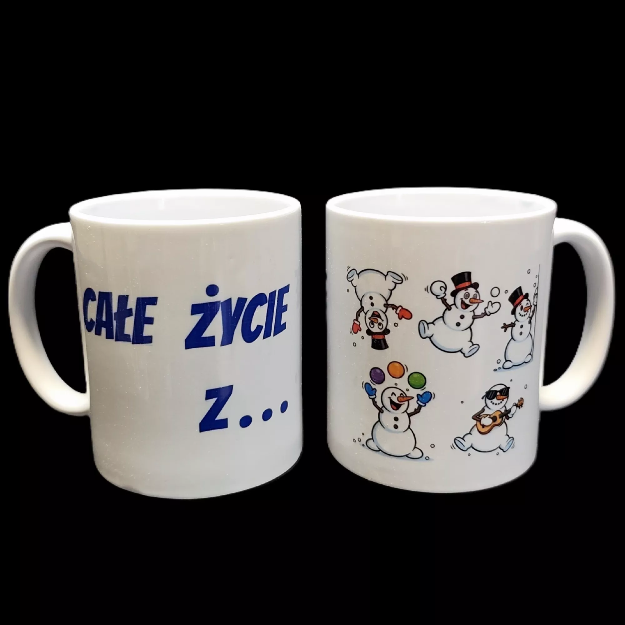 Kubek ceramiczny z nadrukiem sublimacyjnym Całe życie z bałwanami