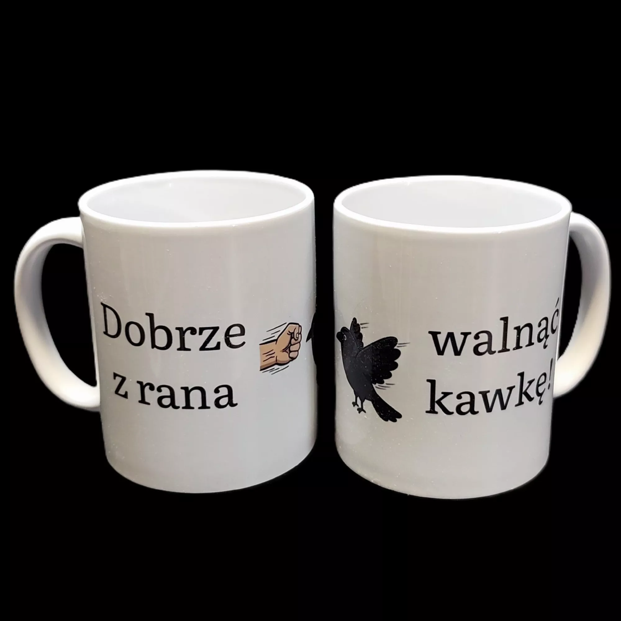 Kubek ceramiczny z nadrukiem sublimacyjnym Dobrze z rana walnąć kawkę!