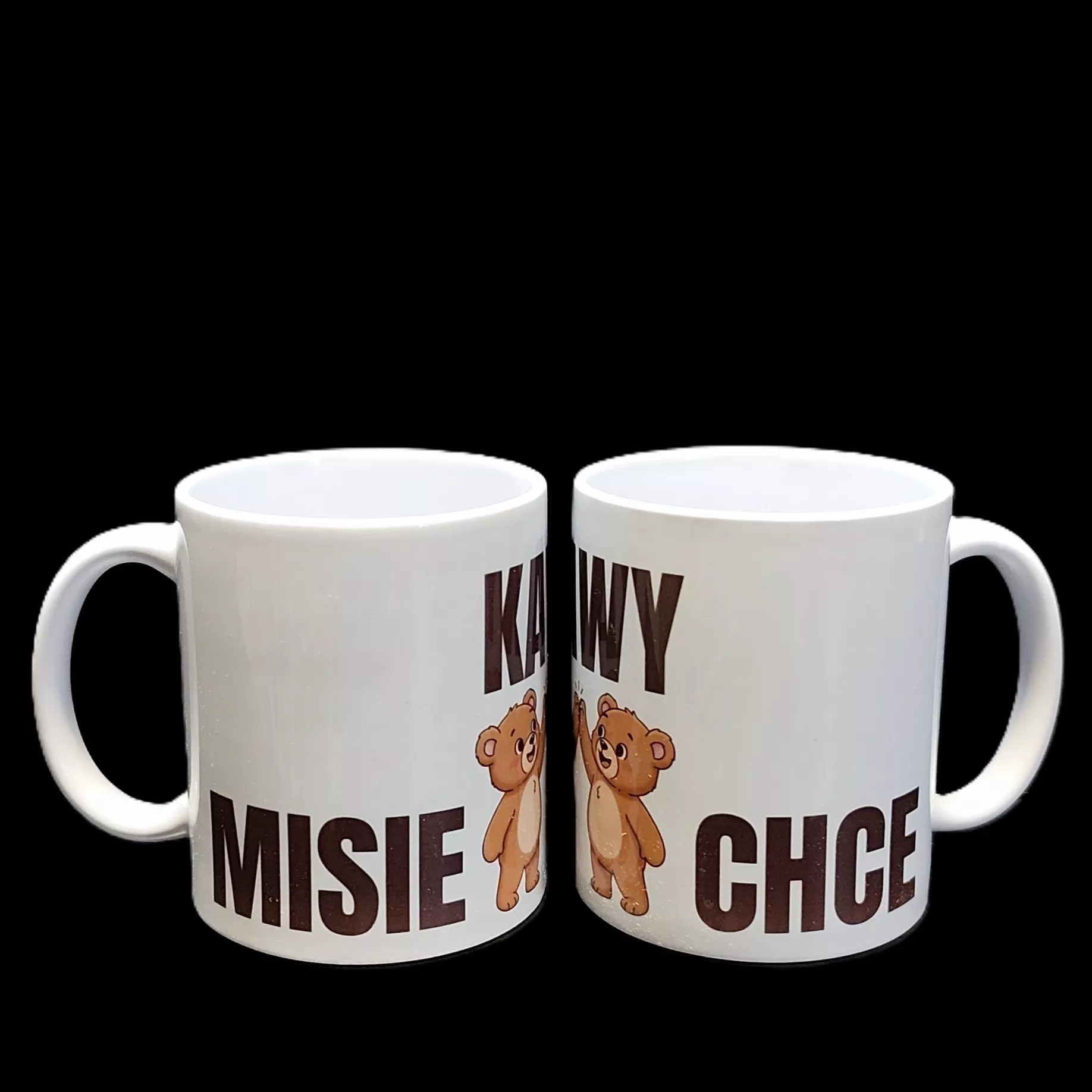 Kubek ceramiczny z nadrukiem sublimacyjnym „Kawy misie chce”