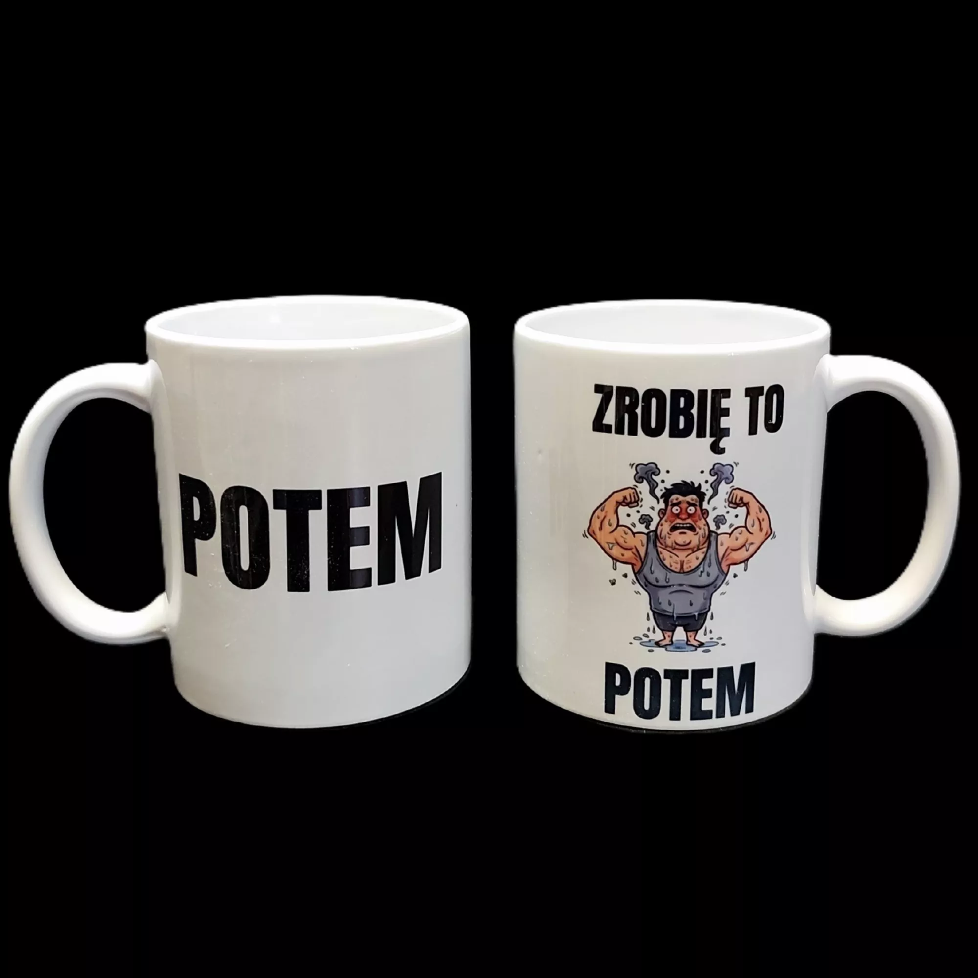 Kubek ceramiczny z nadrukiem „Zrobię to potem” – 330 ml, humorystyczny motyw
