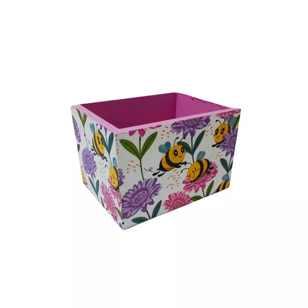 Pudełko decoupage prostokąt pszczółki różowy