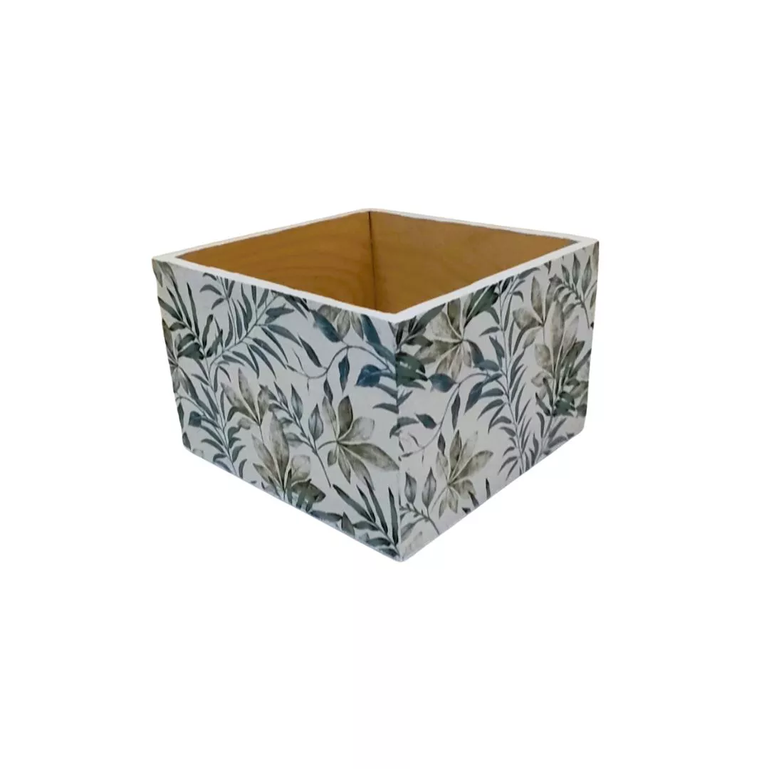 Pudełko decoupage kwadrat zielone liście