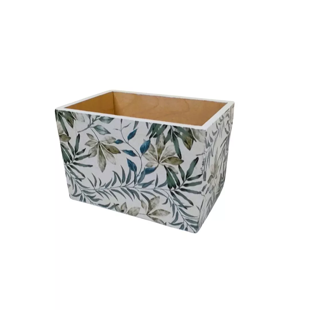 Pudełko decoupage prostokąt zielone liście