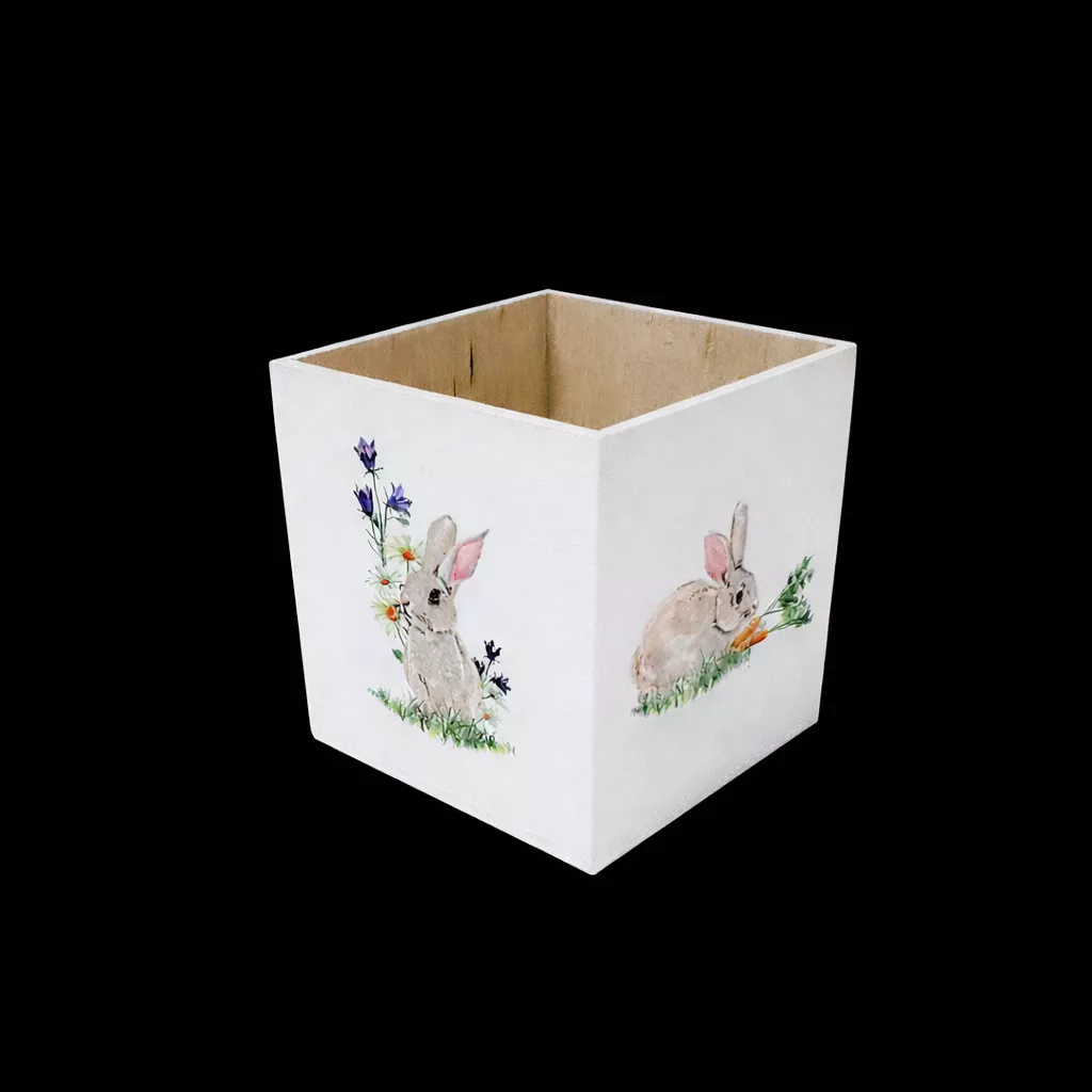 Pudełko decoupage kwadrat królik