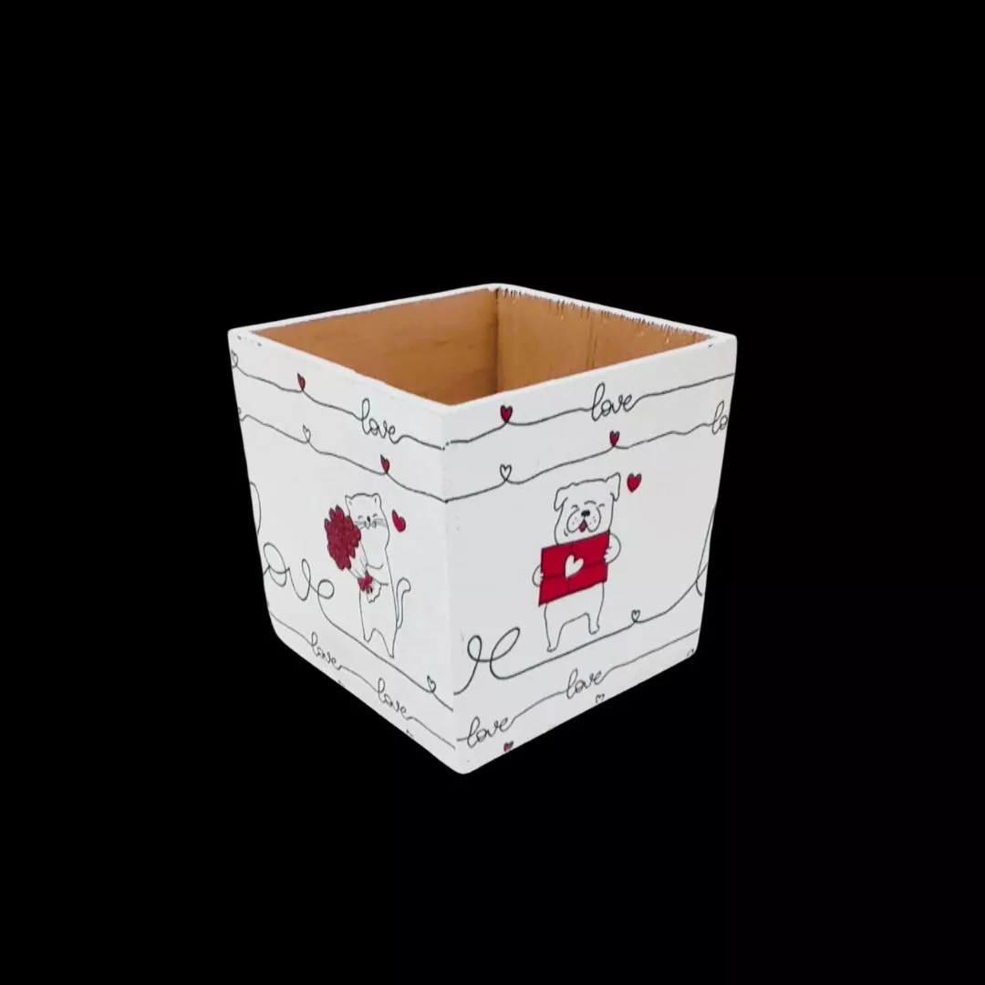 Pudełko decoupage kwadrat pies kot