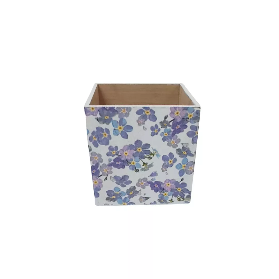 Pudełko decoupage kwadrat niezapominajki