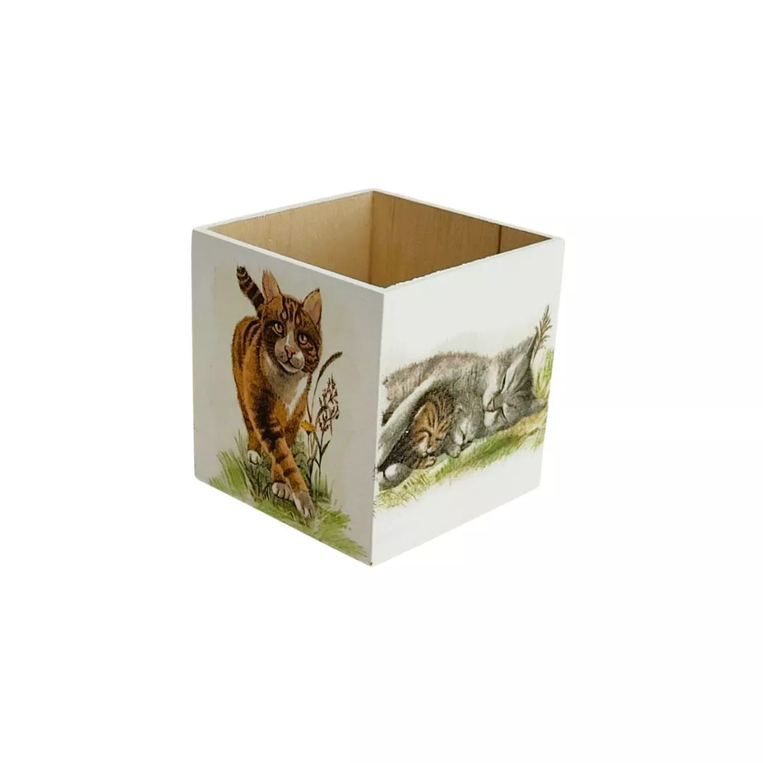 Pudełko decoupage kwadrat koty