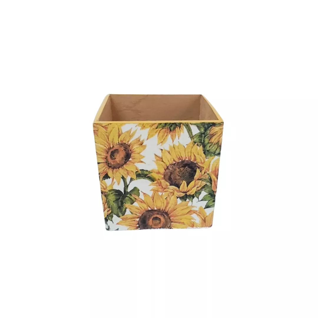 Pudełko decoupage kwadrat słoneczniki