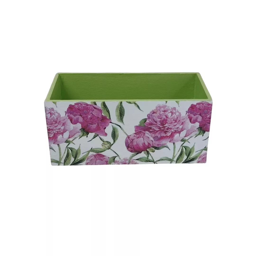 Pudełko decoupage prostokąt piwonie różowe